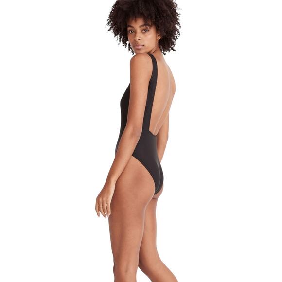 Madewell Second Wave Square Neck Tank One Piece Swimsuit Sexy Black Large NEW - Picture 4 of 9